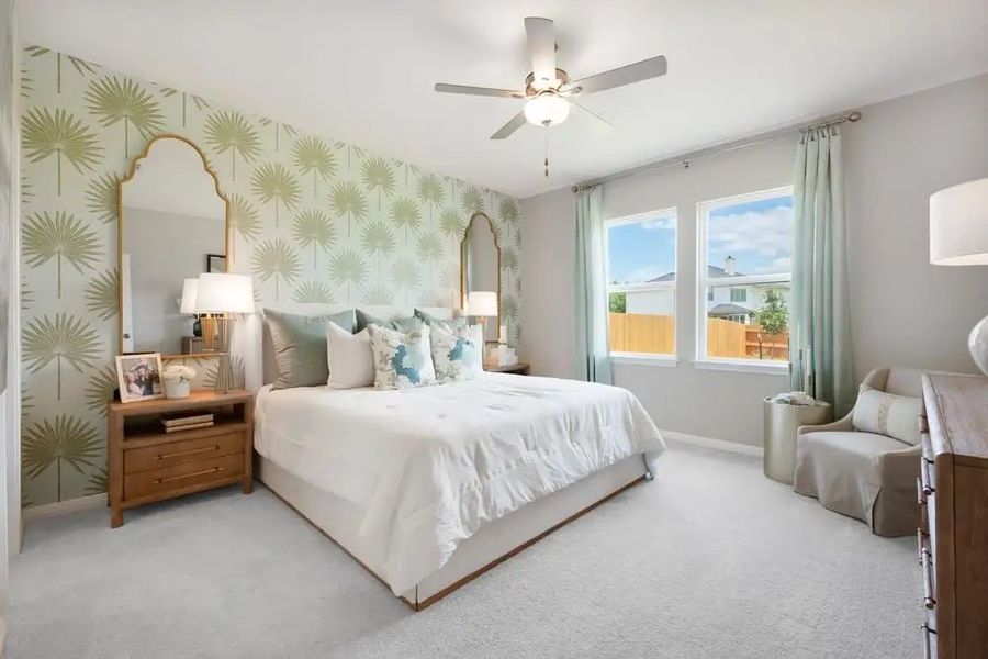 Furnished interior in a model home at Village Grove in Dripping Springs (Image 16).