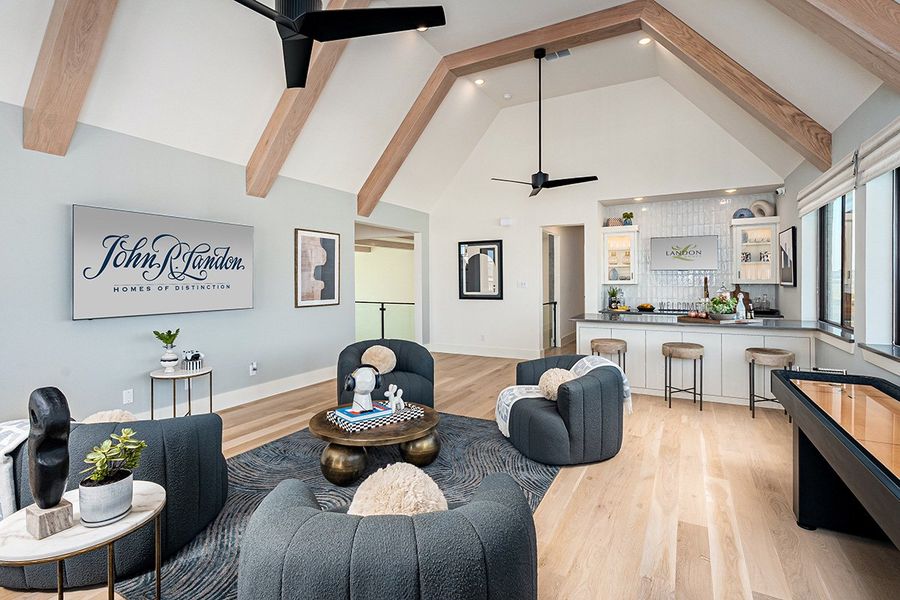 Furnished interior in a model home at Fields Prestige - 60's in Frisco (Image 12).