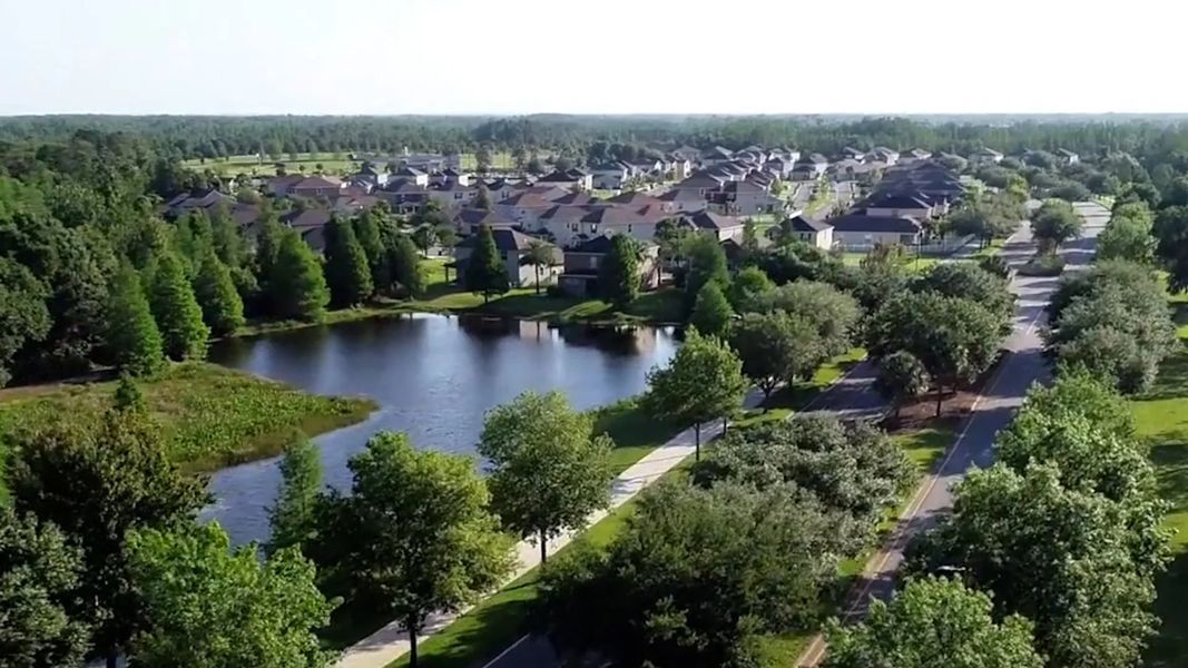 Aerial view of the master-planned community Connerton in Land O' Lakes, FL, highlighting its neighborhoods and green spaces (Image 6). Aerial view of the master-planned community Connerton in Land O' Lakes, FL, highlighting its neighborhoods and green spaces (Image 6).