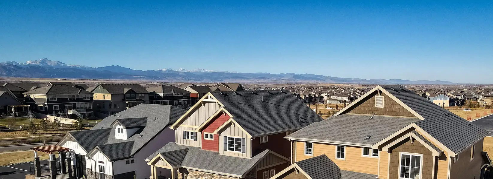 Aerial view of the Erie Highlands community in Erie, CO, showing layout and nearby surroundings (Image 1). Aerial view of the Erie Highlands community in Erie, CO, showing layout and nearby surroundings (Image 1).