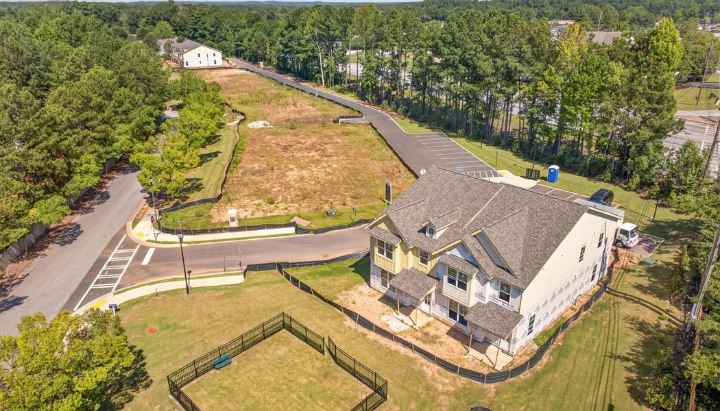 Aerial view of the Carrington Walk community in Powder Springs, GA, showing layout and nearby surroundings (Image 13).