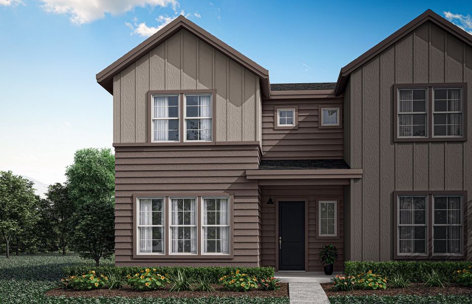 Front exterior of a home in the Candelas Townhomes community, located in Arvada, CO (Image 13).