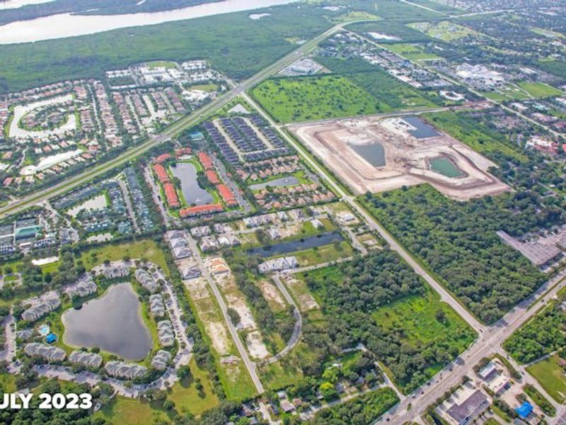 Aerial view of the Lucaya Pointe community in Vero Beach, FL, showing layout and nearby surroundings (Image 13).