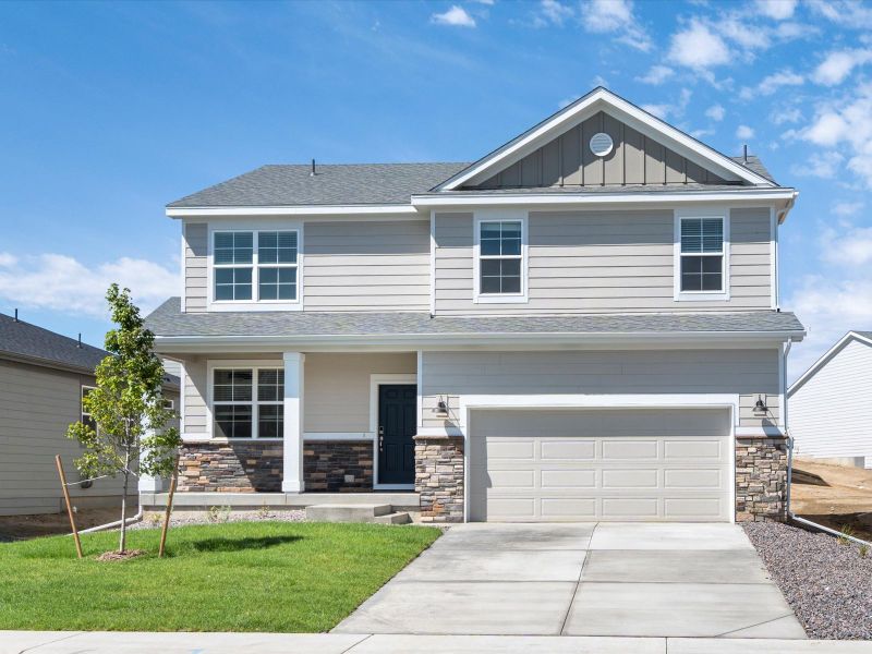 The Evergreen floorplan exterior image taken at a Meritage Homes community in Northern Colorado.