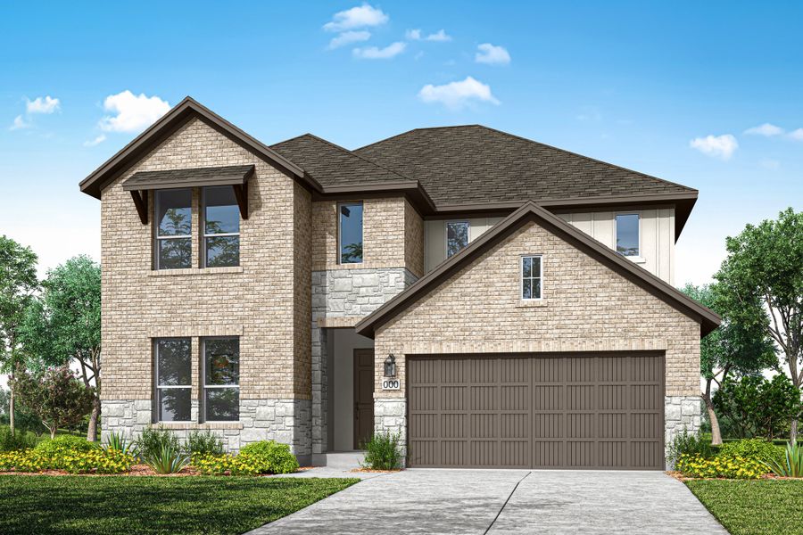 Front exterior of a home in the Lagos Reserve community, located in Manor, TX (Image 9). Front exterior of a home in the Lagos Reserve community, located in Manor, TX (Image 9).