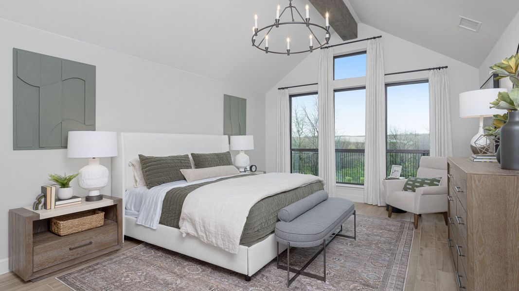 Furnished interior in a model home at Reunion 50' in Rhome (Image 8).