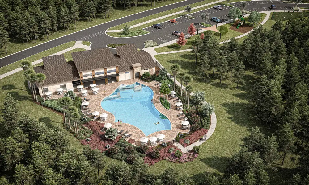 Aerial View of Clubhouse and Resort-Style Pool at Seminole Palms in Palm Coast, FL Aerial View of Clubhouse and Resort-Style Pool at Seminole Palms in Palm Coast, FL