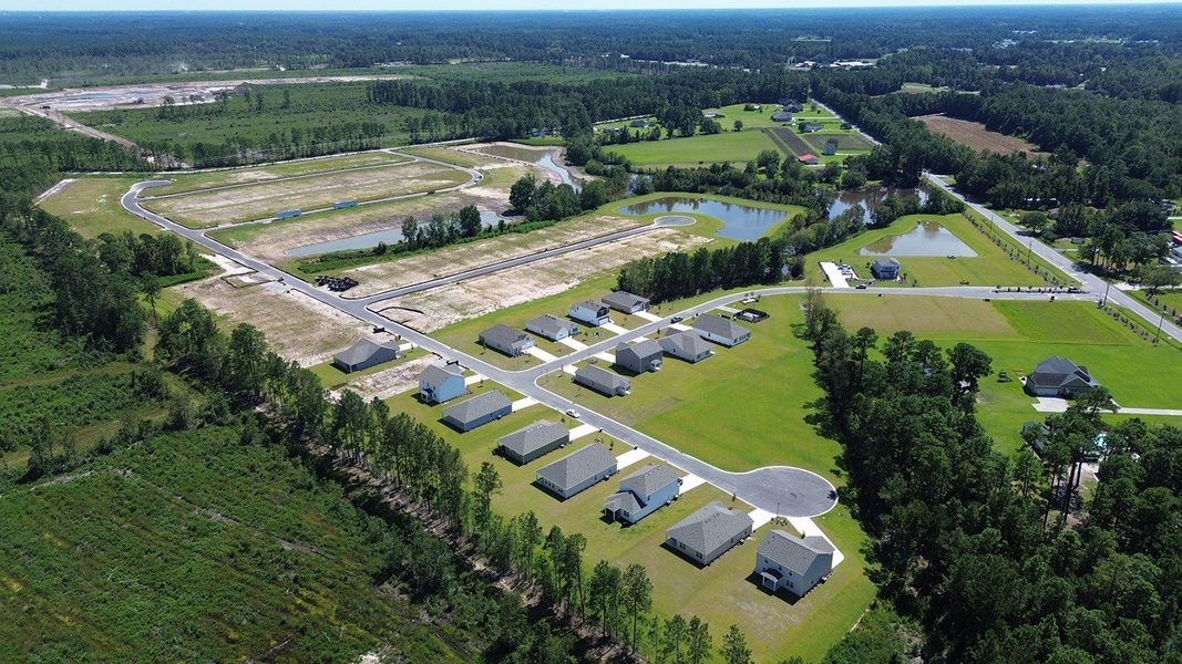 Aerial view of the Preserve at Cypress Commons community in Conway, SC, showing layout and nearby surroundings (Image 9).