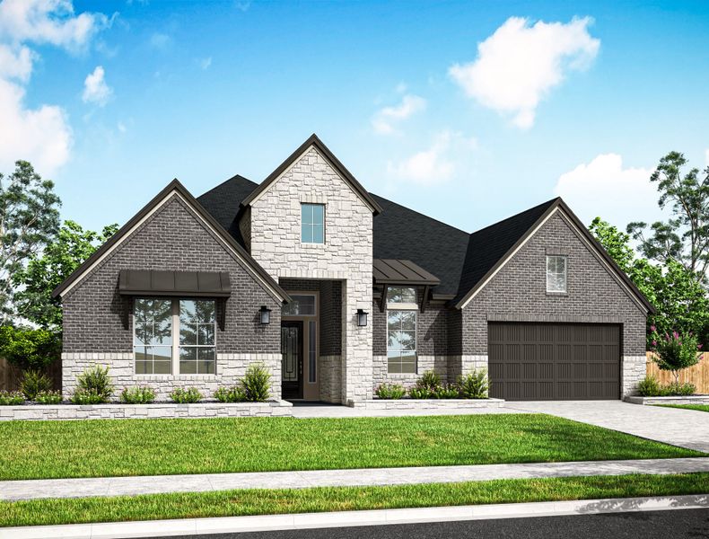 Front exterior of a home in the Harvest Green 75′ community, located in Richmond, TX (Image 9).