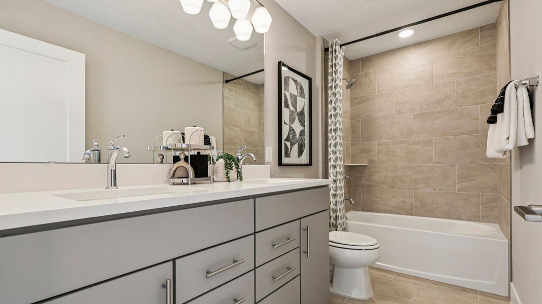 Lakeside at Satilla Model Home Secondary Bathroom in the Mangrove Floor Plan by DRB Homes