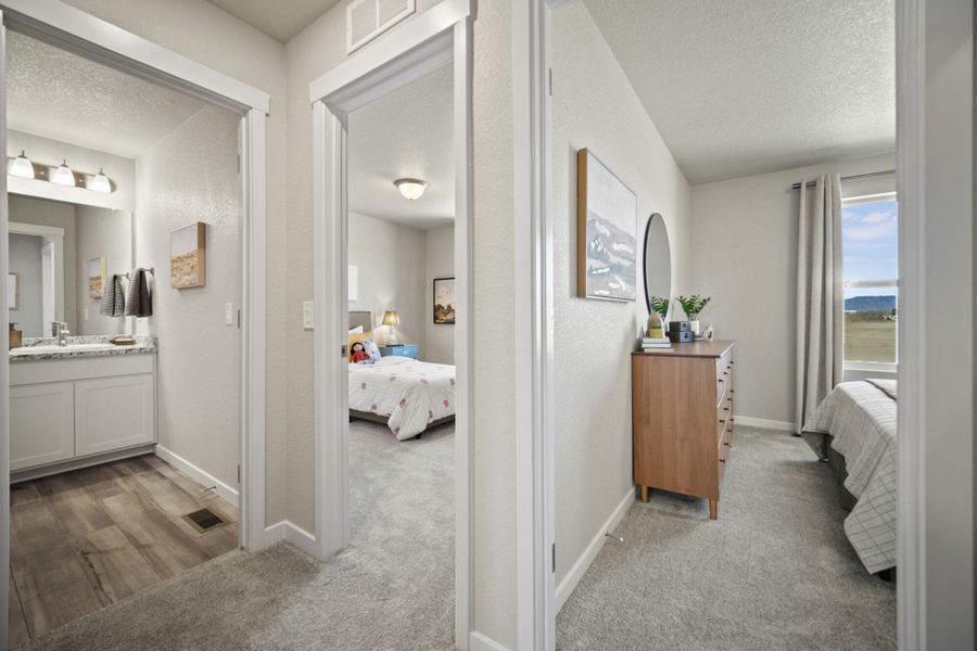 Furnished interior in a model home at Aspen Meadows – Townhomes in Colorado Springs (Image 19). Furnished interior in a model home at Aspen Meadows – Townhomes in Colorado Springs (Image 19).