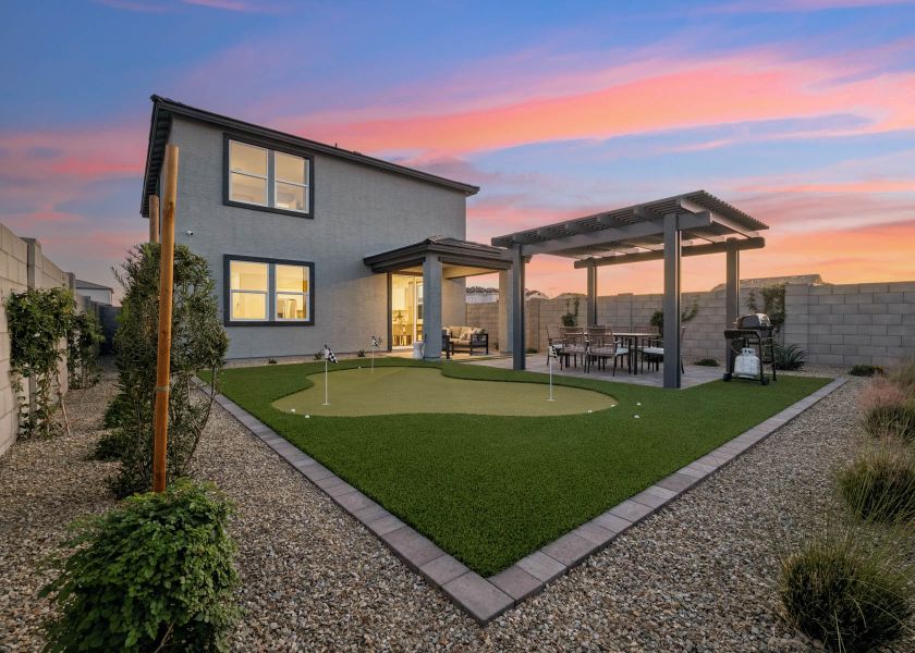 A house with a pool.