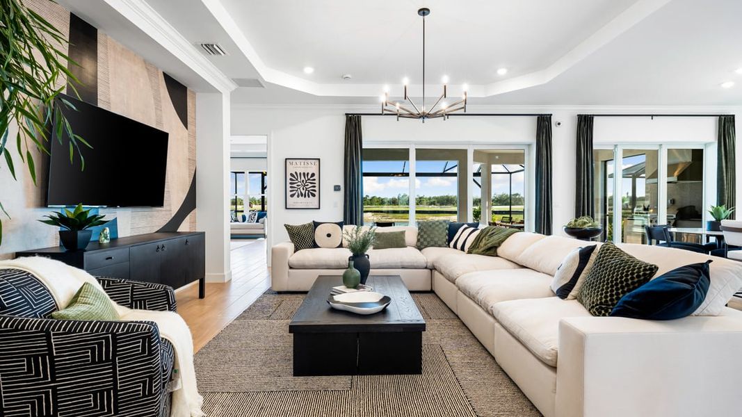 Furnished interior in a model home at Esplanade Lake Club in Fort Myers (Image 59). Furnished interior in a model home at Esplanade Lake Club in Fort Myers (Image 59).