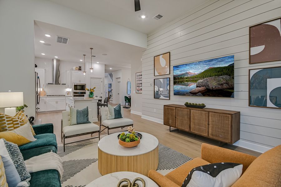Furnished interior in a model home at South Brook in Leander (Image 23).