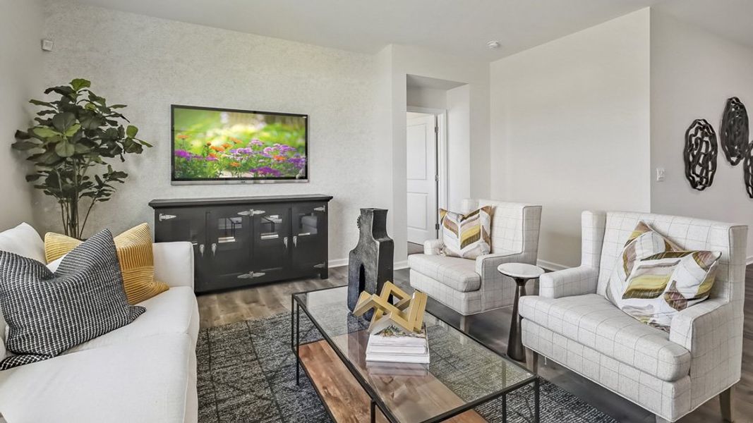 Furnished interior in a model home at The Landing at Winston Pointe in Clayton (Image 12). Furnished interior in a model home at The Landing at Winston Pointe in Clayton (Image 12).