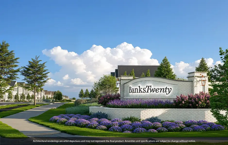 Entrance to the BanksTwenty community in Raleigh, NC, featuring signage and landscaping (Image 2).