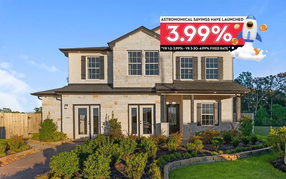 Front exterior of a home in the Caney Mills community, located in Conroe, TX (Image 2).