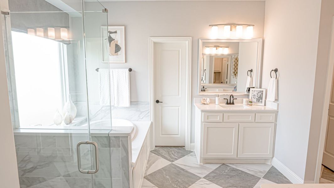 Furnished interior in a model home at High Country in Burleson (Image 5).