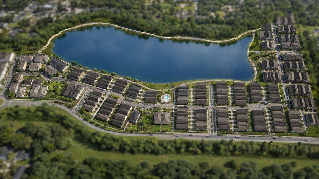 Aerial view of the Reflections at Olympus – Summit community in Clermont, FL, showing layout and nearby surroundings (Image 6).