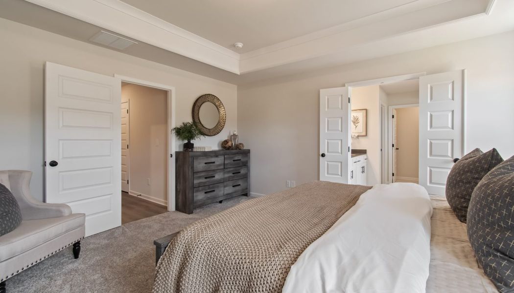 Furnished interior in a model home at Kentmere in Auburn (Image 45).