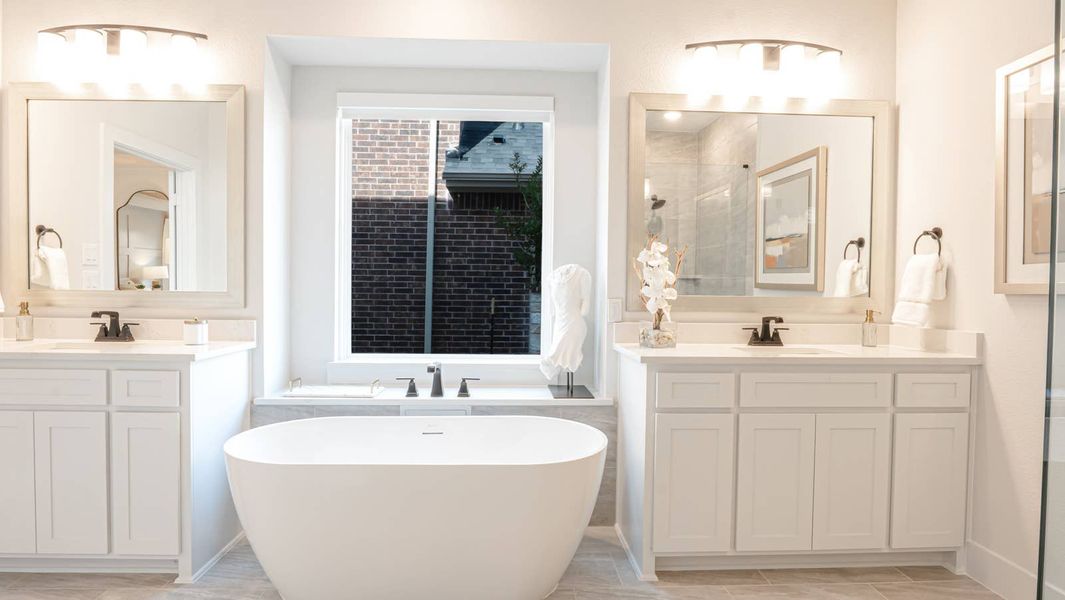 Furnished interior in a model home at Villages of Creekwood in Frisco (Image 7).