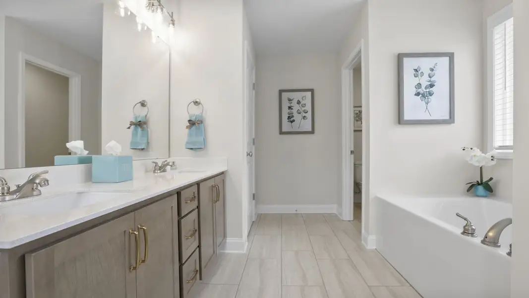 Furnished interior in a model home at Blue Ridge Trail in Fountain Inn (Image 27).