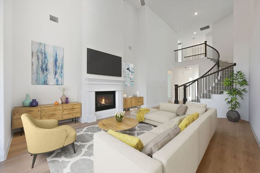 Furnished interior in a model home at South Oak 50s in Oak Point (Image 86).