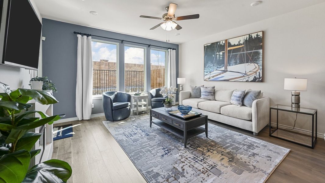 Furnished interior in a model home at The Villages of Hurricane Creek Townhomes in Anna (Image 19). Furnished interior in a model home at The Villages of Hurricane Creek Townhomes in Anna (Image 19).