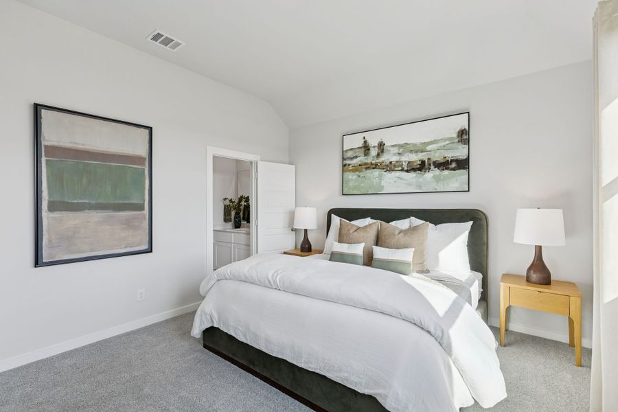 Primary Suite in a Nicholson Ranch Cedar Model Home in Lavon TX by Trophy Signature Homes