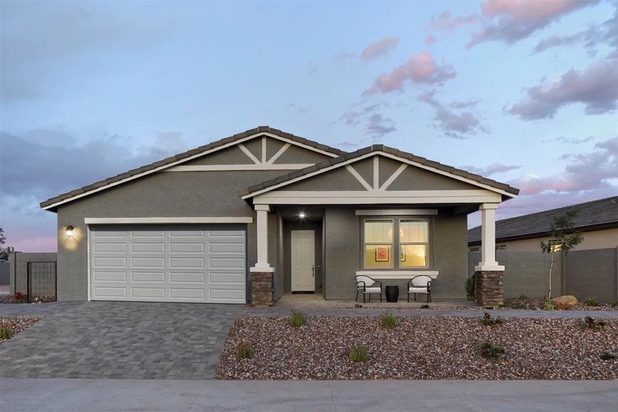 Front exterior of a home in the Retreat at Stonebridge Manor community, located in Waddell, AZ (Image 2).