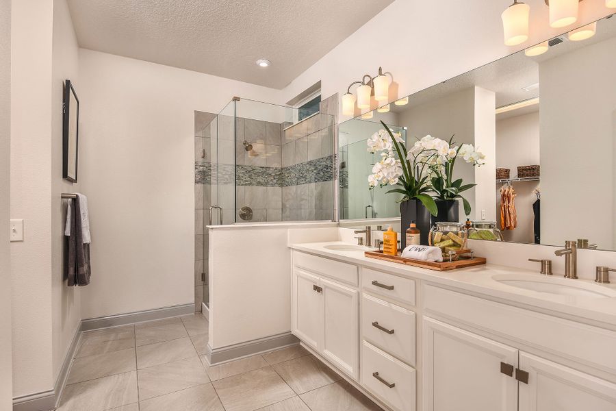 Furnished interior in a model home at John's Lake Landing - Cottage Series in Clermont (Image 10).