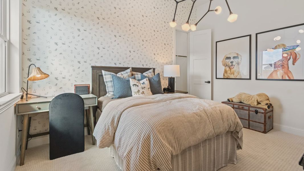 River Ranch bedroom exudes elegance with expressive decor, modern features, and scenic window views.