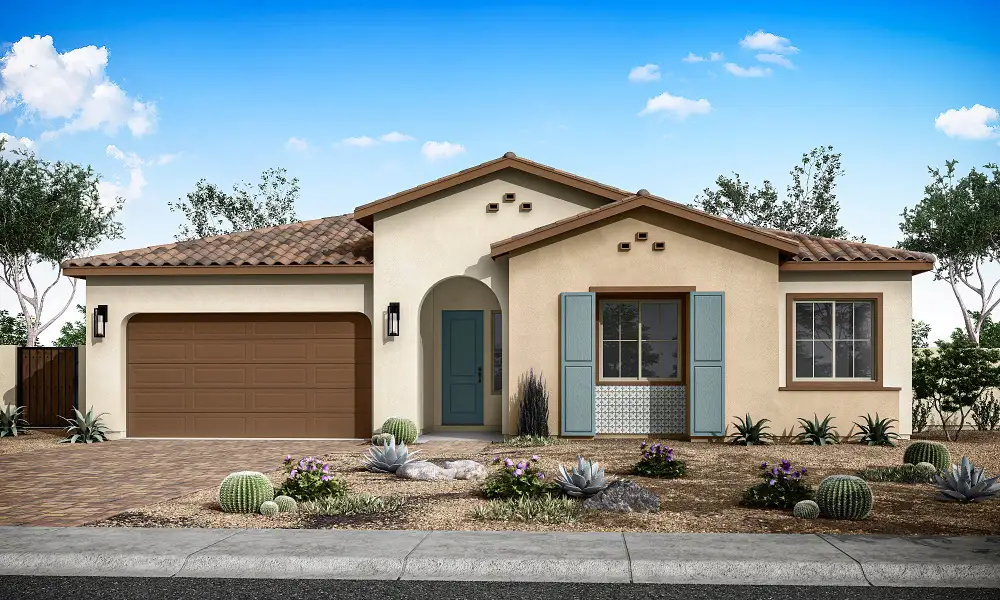 Front exterior of a home in the Avocet at Waterston Central community, located in Gilbert, AZ (Image 3).