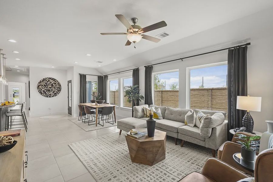 Furnished interior in a model home at Meridiana Townhomes in Iowa Colony (Image 4).