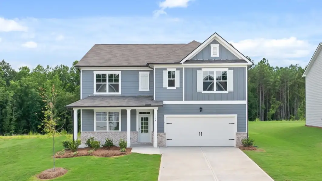 Front exterior of a home in the Lost Creek community, located in Dallas, GA (Image 2).