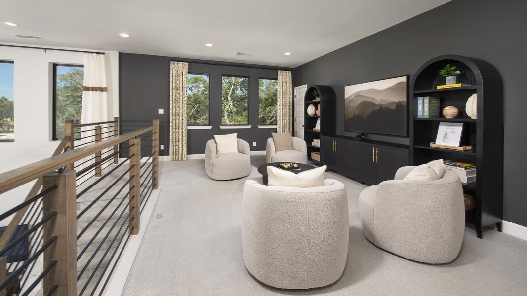 Furnished interior in a model home at 6 Creeks 45' in Kyle (Image 22). Furnished interior in a model home at 6 Creeks 45' in Kyle (Image 22).