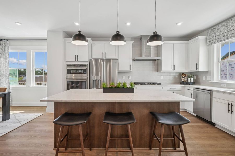 Furnished interior in a model home at Mews at Holding Village in Wake Forest (Image 3).