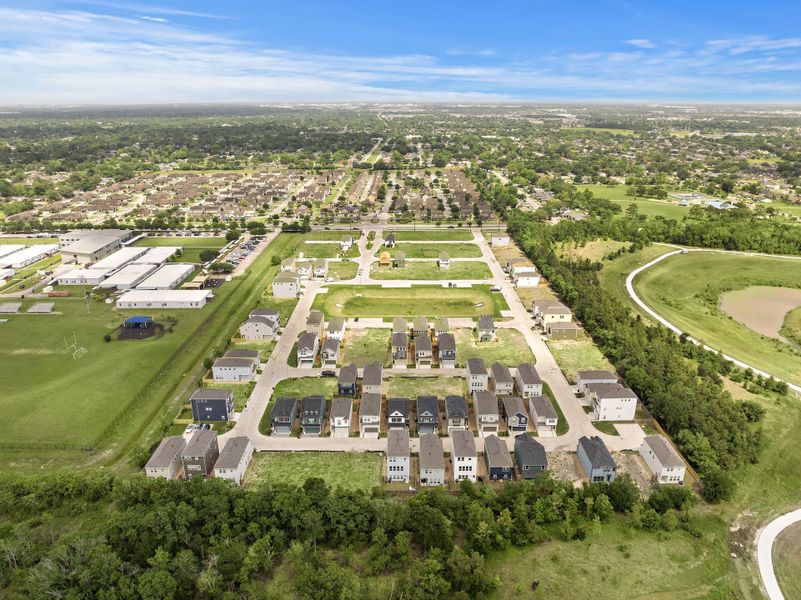 An aerial view of a town. An aerial view of a town.