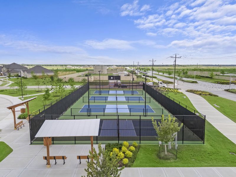 A swimming pool with a deck.
