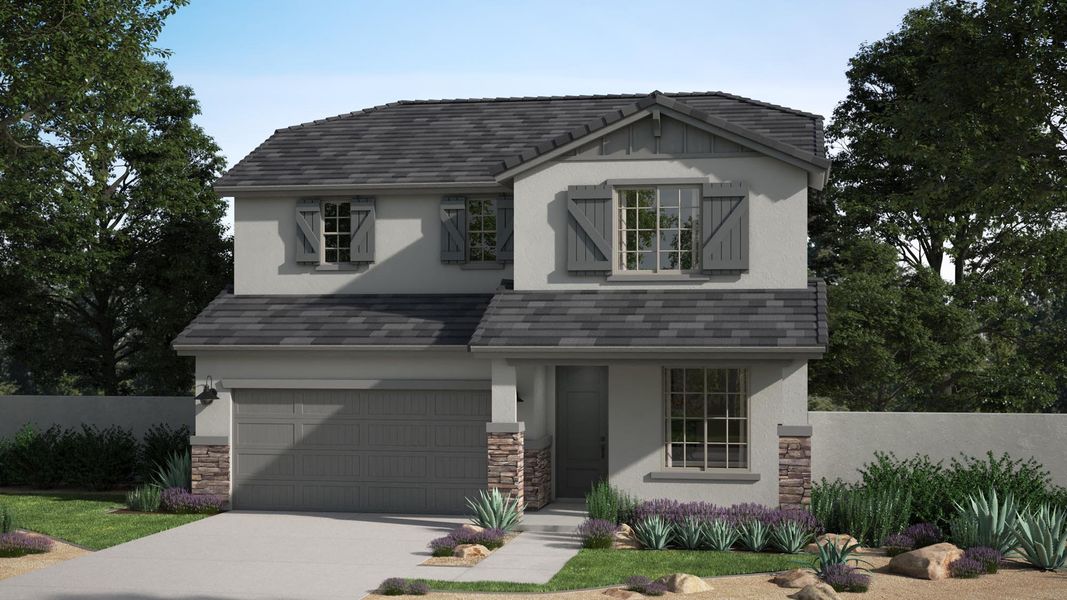 Front exterior of a home in the Bentridge - Canyon Series community, located in Buckeye, AZ (Image 16).