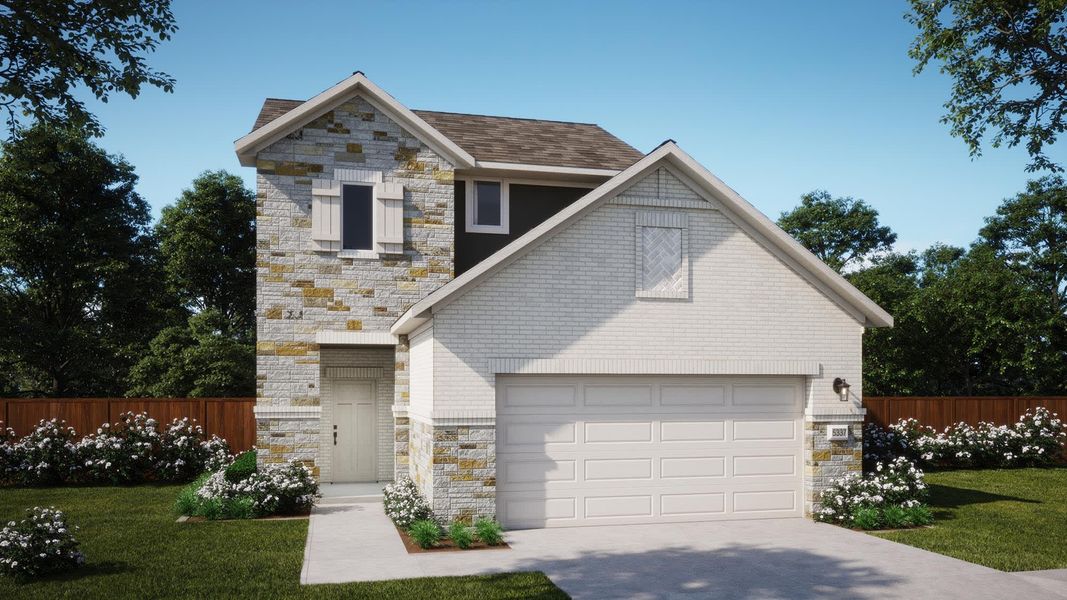 Elevation B Stone | Ella at Lariat in Liberty Hill, TX by Landsea Homes