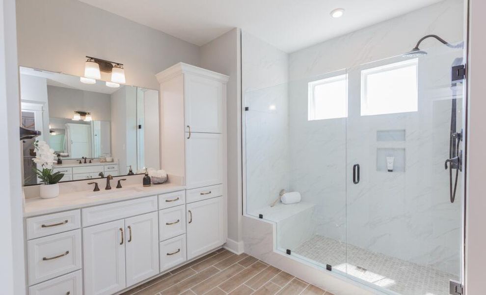 Furnished interior in a model home at Peyton's Creek in Statesville (Image 24).