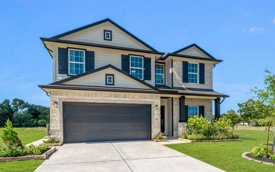 Front exterior of a home in the Steed Landing community, located in Texas City, TX (Image 8). Front exterior of a home in the Steed Landing community, located in Texas City, TX (Image 8).
