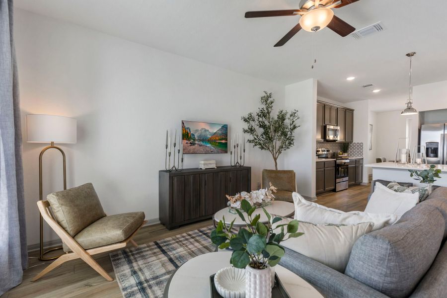 Furnished interior in a model home at Eastern Wells in Jarrell (Image 27). Furnished interior in a model home at Eastern Wells in Jarrell (Image 27).