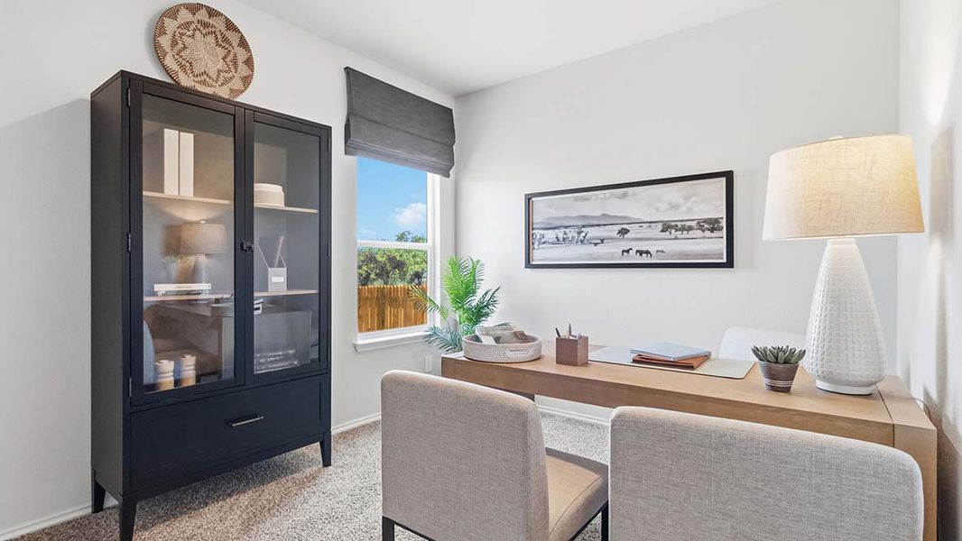 Furnished interior in a model home at Blue Ridge Ranch in San Antonio (Image 28).
