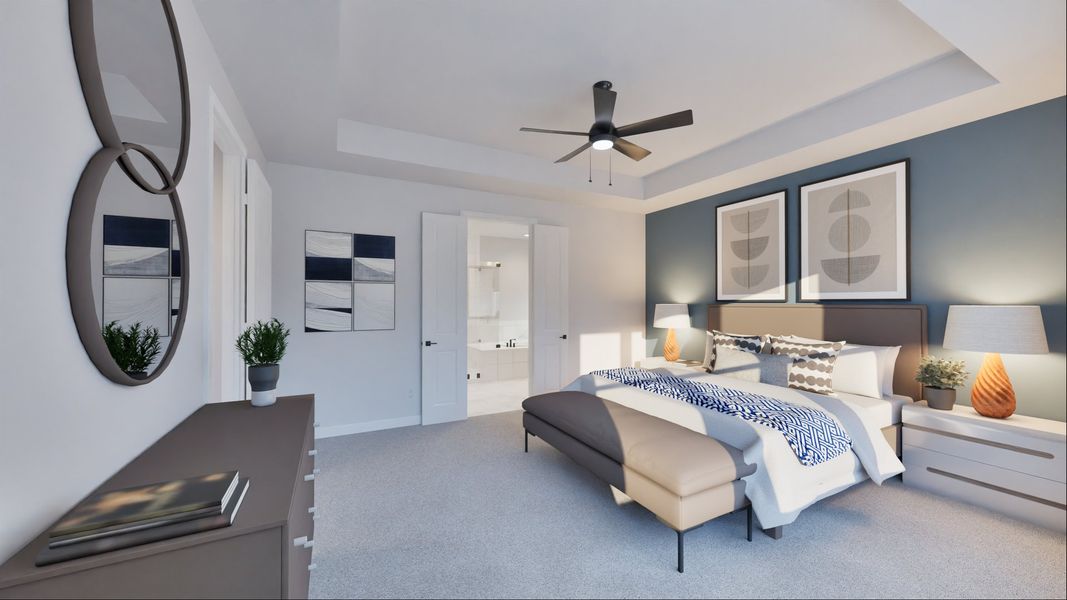 Furnished interior in a model home at Sunterra in Katy (Image 14).