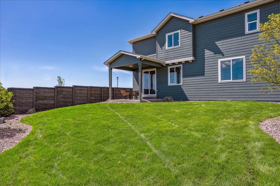 A house with a lawn.