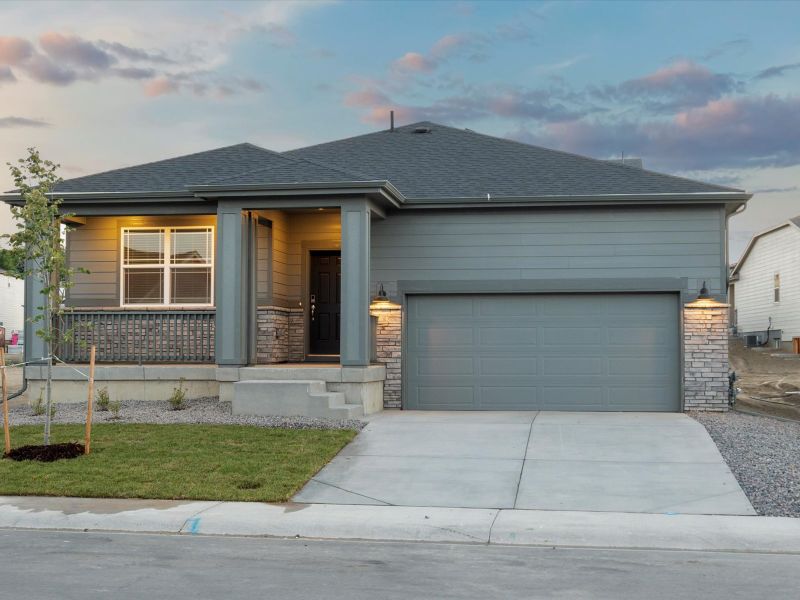 Emerald floorplan exterior image taken at Poudre Heights, a Meritage Homes community in Windsor, CO.