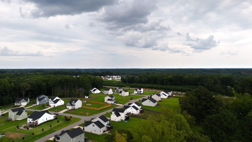 Aerial view of the Riverside community in Zebulon, NC, showing layout and nearby surroundings (Image 14). Aerial view of the Riverside community in Zebulon, NC, showing layout and nearby surroundings (Image 14).