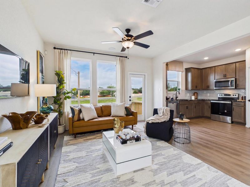 Furnished interior in a model home at Meadows at Oak Creek in San Antonio (Image 4). Furnished interior in a model home at Meadows at Oak Creek in San Antonio (Image 4).